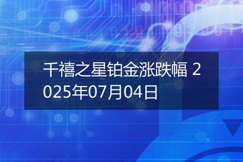 千禧之星铂金涨跌幅 2025年07月04日