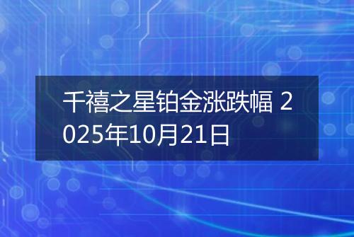 千禧之星铂金涨跌幅 2025年10月21日