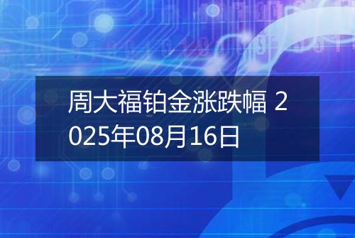 周大福铂金涨跌幅 2025年08月16日