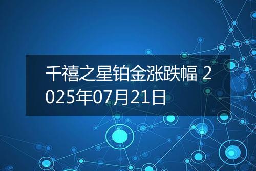 千禧之星铂金涨跌幅 2025年07月21日