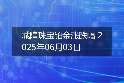 城隍珠宝铂金涨跌幅 2025年06月03日