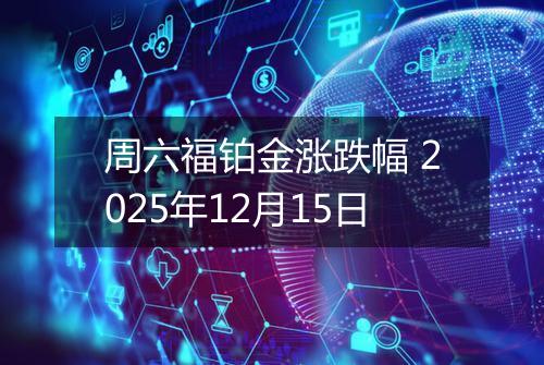 周六福铂金涨跌幅 2025年12月15日