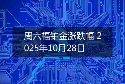 周六福铂金涨跌幅 2025年10月28日