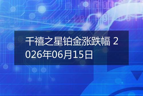 千禧之星铂金涨跌幅 2026年06月15日
