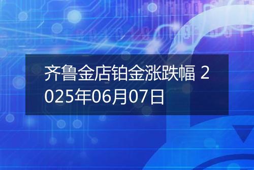 齐鲁金店铂金涨跌幅 2025年06月07日