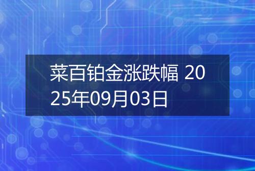 菜百铂金涨跌幅 2025年09月03日