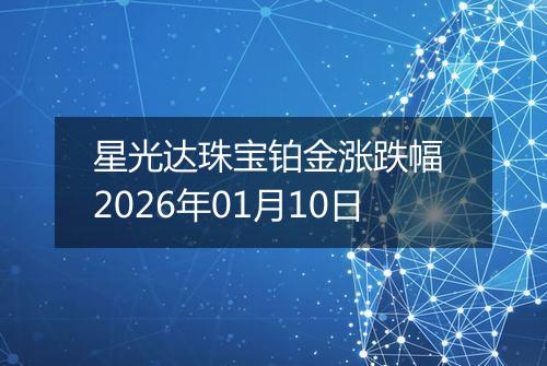 星光达珠宝铂金涨跌幅 2026年01月10日