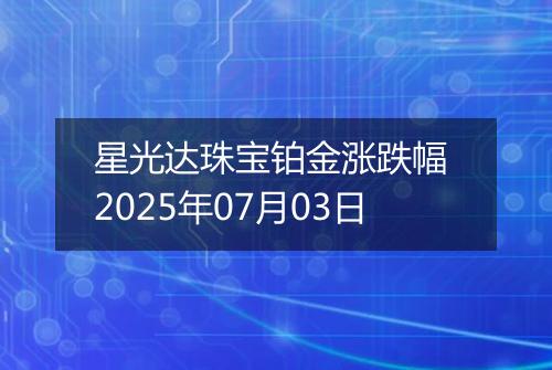 星光达珠宝铂金涨跌幅 2025年07月03日