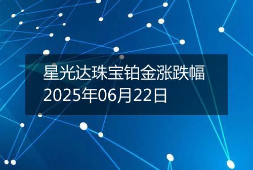 星光达珠宝铂金涨跌幅 2025年06月22日