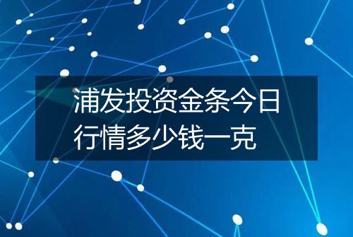 浦发投资金条今日行情多少钱一克