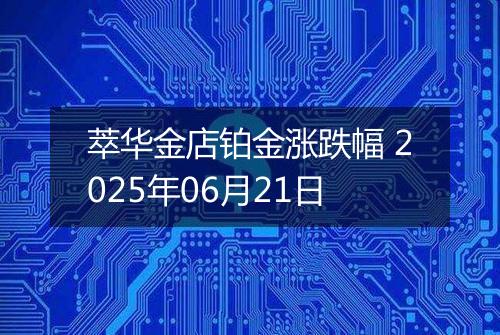 萃华金店铂金涨跌幅 2025年06月21日