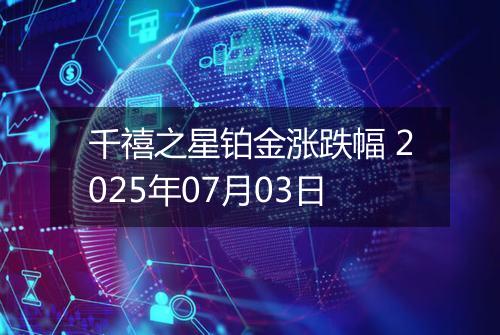千禧之星铂金涨跌幅 2025年07月03日
