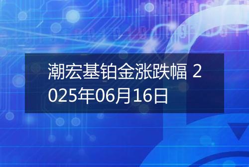 潮宏基铂金涨跌幅 2025年06月16日