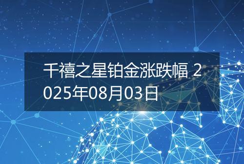 千禧之星铂金涨跌幅 2025年08月03日