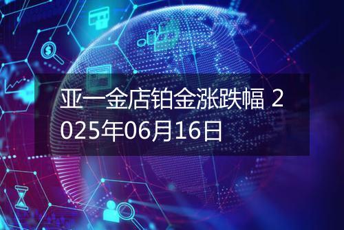 亚一金店铂金涨跌幅 2025年06月16日