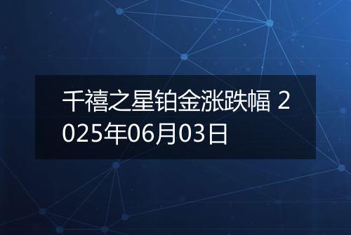 千禧之星铂金涨跌幅 2025年06月03日