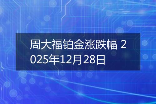 周大福铂金涨跌幅 2025年12月28日